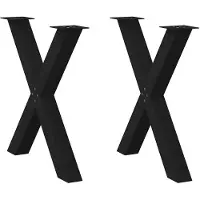 vidaXL Ruokapöydän jalat X-muotoiset 2 kpl musta 80x(72-73) cm teräs