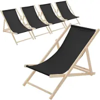 ECD-Germany 5 kpl kokoontaitettava aurinkotuoli musta puu säädettävä selkänoja jopa 120 kg aurinkotuoli puutarha aurinkotuoli ranta aurinkotuoli