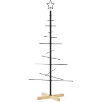 Metallinen joulukuusi puujalustalla musta 120 cm