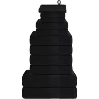vidaXL 12-osainen pyyhesetti FROGN musta 360 gsm