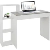ECD-Germany Pöytä hyllyllä 110x72x40 cm valkoinen/betonimallinen puu ML-Design