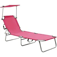 vidaXL Kokoontaitettava aurinkotuoli katoksella teräs magenta pinkki