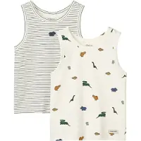 Liewood Hihaton paita - 2 kpl - Faris - Mini Dinosaurus Cream/St - - 9-10 v (134-140) - Hihattomat paidat