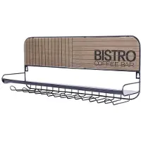 Hobby Hall Ripustin laseille kupeille kuppeille kupeille metalli musta seinä bistro 48x12x 20 cm
