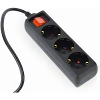 Gembird EG-PSU3-01, 0,6 m, Sisätila, Tyyppi F, Tyyppi C, Musta, 3 AC-pistorasia(a)