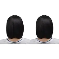 Exogio 2X Natural Short Straight Bob Wig Synthetic Hair for Women 40cm Heat Resistant Female Fake Hair with Bangs Mapof Black