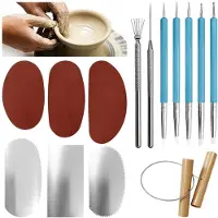 Jojomino 14 Pcs Pottery Clay Sculpt Tools, Silicone and Stainless Steel Squeegee for Sculpting Texturing Artists Modeling Potter