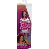 Barbie Fashionistas -nukke #214, mustat lainehiukset, kierrett v mekko ja asusteet, 65-vuotisjuhlavuoden ker ilymuotinukke