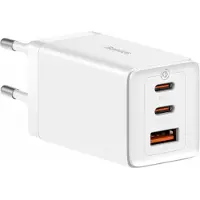 Baseus GaN5 Pro 65W seinälaturi - 2xUSB-C, USB-A - Valkoinen