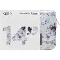 Keep 14" PC neopreeninen suojatasku (Silver Summer Flower)