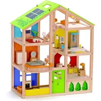 Hape Nukkekoti - 74 cm - Kaikkiin vuodenaikoihin sopiva talo - - OneSize - Nukkekodit