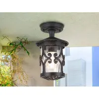 Elstead Lighting Hereford-kattolyhty, musta/kirkas, IP23, lasi/metalli Hereford, Musta, Alumiini, Antiikki,