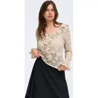ONLY Onlpearlina Ls Ruffle Lace Top Wvn - Cream - S