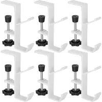 Exogio 6 Pcs Desk Mount Bag Holders Garland Hangers Clamp- Under Desk Holders Clip- Backpack Headphone Hangers for Tables
