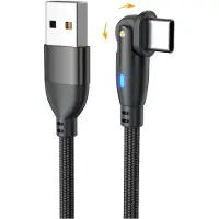 INF 2 kpl USB–Type-C 180 kääntyvä latauskaapeli – nopea lataus ja tiedonsiirto Black 2 m