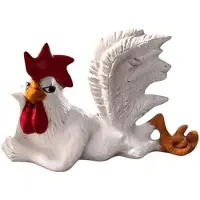 Tlily Chicken Rooster Decor Statue, Small Resin Cocks Figurine Sculpture, Funny Side Lying Winking Cocks Table Figurine