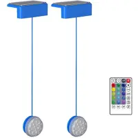 Kepptory 2pcs Solar Pool Light IP67 Waterproof, 16 Color LED Underwater Light with Remote Control for Swimming Pools and Ponds