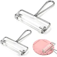 Tlily 2 Pcs Acrylic Clay Roller 4 and 6 Inch Clay Rolling Pin and Stamping Tools with Steel Handle for DIY Handmade Printing