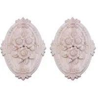 Tlily 2X Retro Wood Ornament Applique Carving Ornament for Cabinet Door Furniture Decoration(13X9cm)