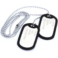 Tlily Necklace chain pendant 2 plate identity Dog Tag alloy fashion men