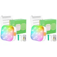 Kepptory 2X Rechargeable Submersible Pool Lights with Remote, IP68 Waterproof 16 Color Changing LED Lights with Glue