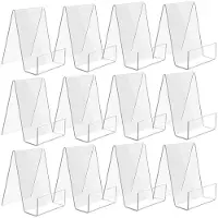 Tlily 12 Pack Acrylic Book Stand, Clear Book Holder, Small Acrylic Display Stand for Books, Photos, Brochures, Tablets