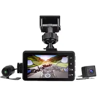 Tlily Motorcycle DVR Dash Camera with Front Rear Camera Dual Video Loop Recording Waterproof Motorbike Driving Recorder Cam