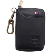Tlily Bullcaptain Leather Men&Women Key Wallet Unisex Rfid Blocking Business Key Case Fashion Card Holder Coin Purse Key Case Black