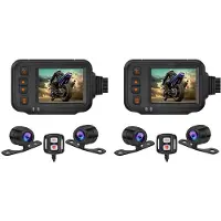 Tlily 2X Camera Dash Cam, 2Inch IPS Screen 1080P+720P Dual AHD Bike Dashcam G-Sensor Parking Mode Driving Recorder Black