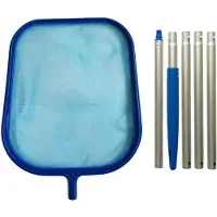 Tlily 6-Piece Swimming Pool Skimmer Net Telescopic Pole Leaf Skimmer Net Swimming Pool Cleaner Supplies Home Use