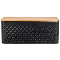 Tlily Bread Bin,Innovative Bread Box Thanks to Carbon Coating,with Integrated Ventilation Holes,Including Bamboo Lid Black