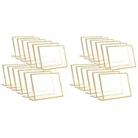 Torribaly 24PCS Gold Frame Acrylic Sign Holder Wedding Table Number Holder Slanted Menu Double Sided Stand, 4X6Inch Horizontal