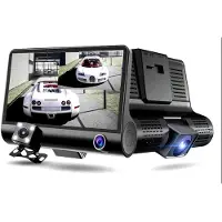 Tlily 3 Cameras Lens 4.0 Inch Car DVR Camera Recorder FHD 1080P Night Vision Dash Cam Support Rearview Camera