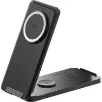 Tlily Foldable Multi-Functional Vertical Stand Magnetic Wireless Charger Suitable for Mobile Phones Watches Headphone Black