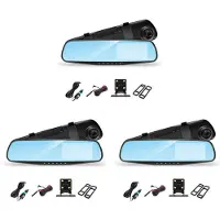 Typecat 3 Set 4.3 Inch Car DVR Rearview Mirror Driving Video Recorder Dual Lens Dash Camera 1080P
