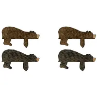 Typecat 4X Wooden Bear Door Topper Decor Cute Bear Door Corner Sculpture in Your Corner, Wooden Art Statue Decor