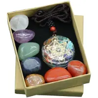 Tlily Seven Chakra Set Natural Aura Mixed Crystal Home Decoration Healing Polished Gemstone Collection Amulet Necklace