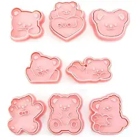 Typecat 8Pcs Cute Bear Shape Biscuit Mold Set Cookie Plunger Hand Pressure DIY Fondant Cake Decoration Tools Sugar