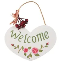 Tlily Door Hanging Plaque Welcome Pattern Home Wall Decor Handmade Wooden Hanging Welcome Plaque Sign Board