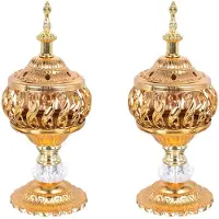 Melitt 2X Incense Burner Incense Bakhoor Charcoal Incense Burner Metal Arab Censer Desktop Decor for Incense Sticks Cones
