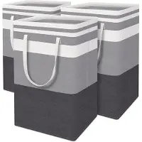 Tlily 3Pack Collapsible Laundry Basket, Waterproof,Freestanding Laundry Hamper with Extended Handles for Clothes Toys 75L