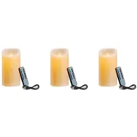 Wella 3X LED Candles, Flickering Flameless Candles, Rechargeable Candle, Real Wax Candles with Remote Control,12.5cm A