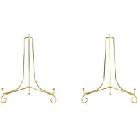 Typecat 2X Gold Display Stand Bracket Book Holder Photo Pedestal Bowl Dish Frame Picture Plate Rack Easel Storage Decor-15cm