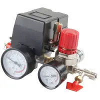 Wella Air Compressor Pressure Pressure W/Valve Control Regulators Gauge 90-120PSI 4 Port Safety Valve Air Compressor