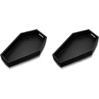 Wella 2X Coffin Shape Black Tray Storage Box Gothic Wood Tray Decoration Birthday Present Gift