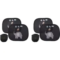 Wella Car Sun Shade Baby with UV Protection, Car Window Sun Shade for Children with Cute Animal Motifs, 44 X 36 cm, Set of 4