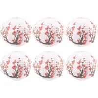 Melitt 6 Pack 12Inch Red Flowers Paper Lantern White Round Chinese Japanese Paper Lamp for Home Wedding Party Decoration