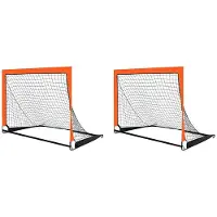 Wella 2X Orange Children'S Football Goal Portable Foldable Mobile Training Football Goal
