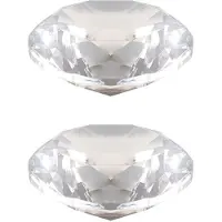 ISTOVO 2pcs 80mm K9 Crystal Diamond Paperweight Decorative Rainbow Maker Prism Glass Diamonds Wedding Room Desktop Ornaments A