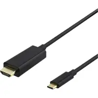 Deltaco USB-C – HDMI -kaapeli, 3 m, musta